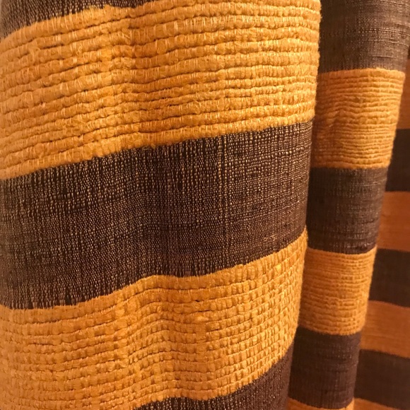 Handcrafted Thai Silk Scarf with Nubby Weave in Gold & Dark Brown - Picture 8 of 9